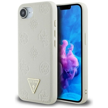 Guess Ümbris Guess Grained Hot Stamp Peony Rriangle Logo MagSafe iPhone 16e (beez)