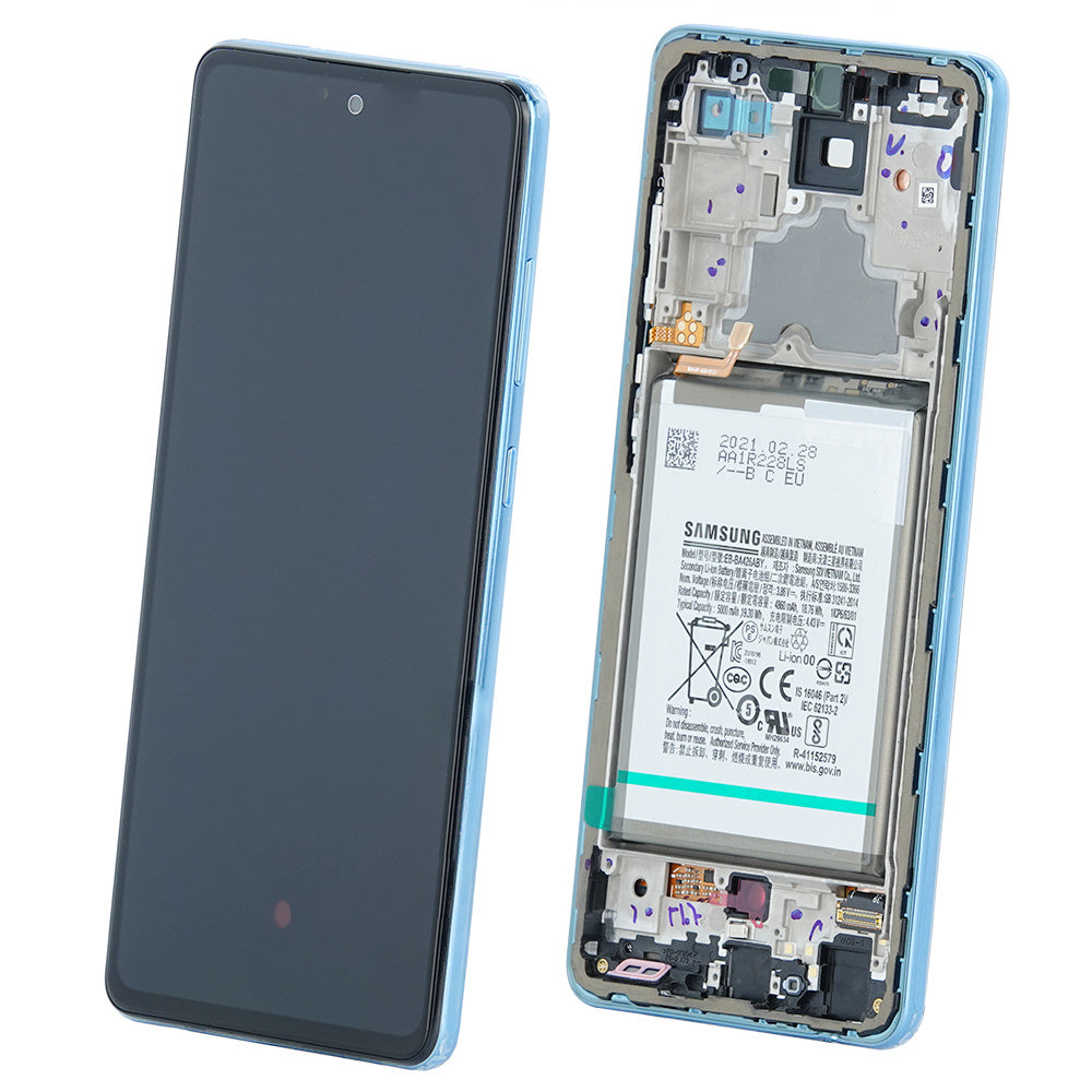 Varuosa Samsung Galaxy A72 4G/5G ekraan raamiga sinine (service pack)
