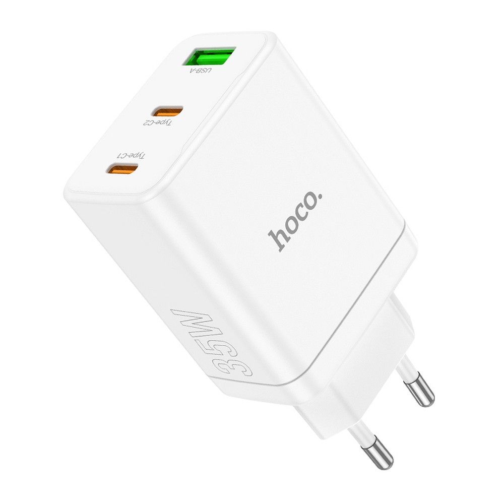 Adapter Hoco 2 x USB C + USB A QC3.0 PD 3A 35W N33 (valge)