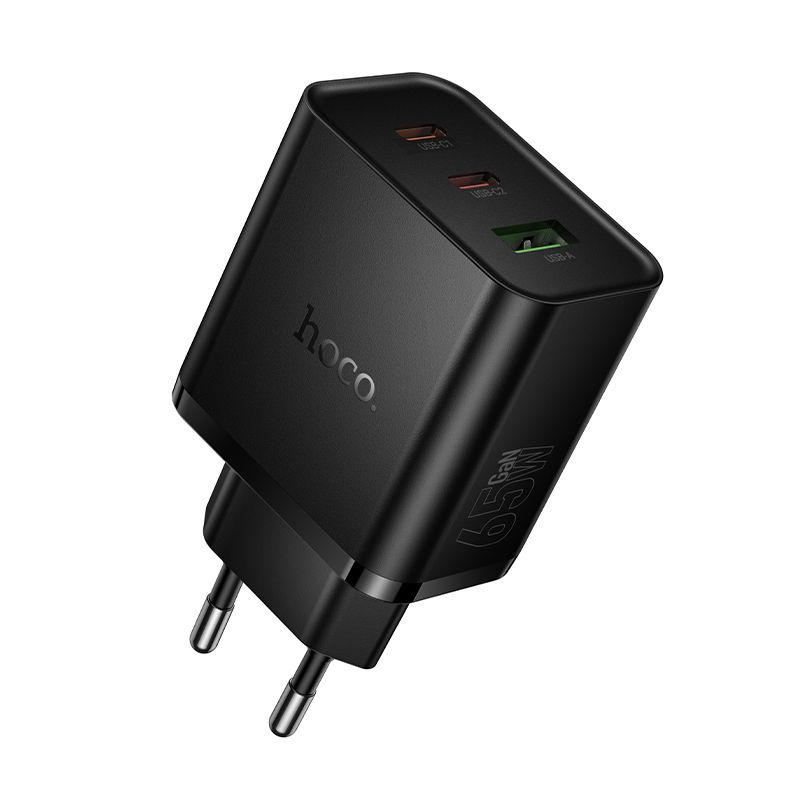 Adapter Hoco 2x USB C + USB A QC3.0 PD 3A 65W N75 (must)