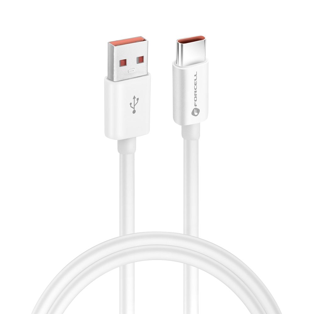 Juhe Forcell F-Energy QC4.0 3A 66W Silicone USB-A to Type-C 1m (valge)