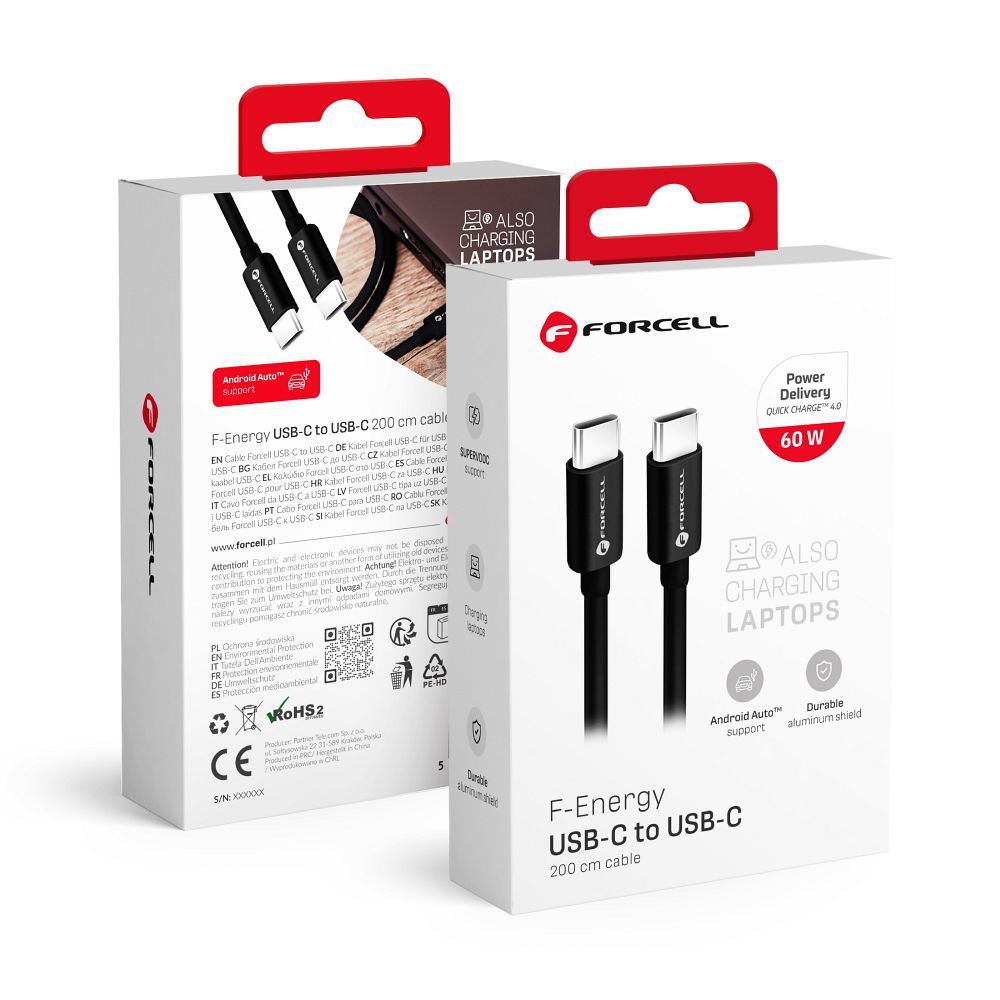 Juhe Forcell F-Energy QC4.0 PD 3A 60W Type-C to Type-C 2m (must)