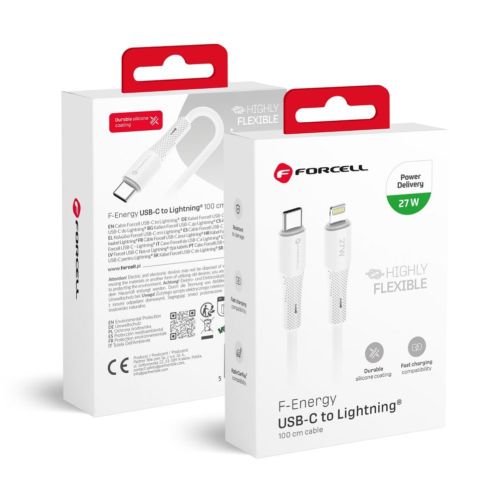 Juhe Forcell F-Energy PD 3A 27W Type-C - Lightning 1m (valge)