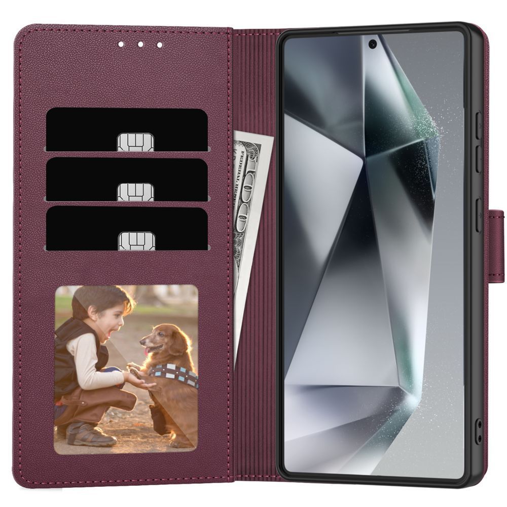 Ümbris kaanega Tech-Protect Wallet Samsung S26 (viinamari)