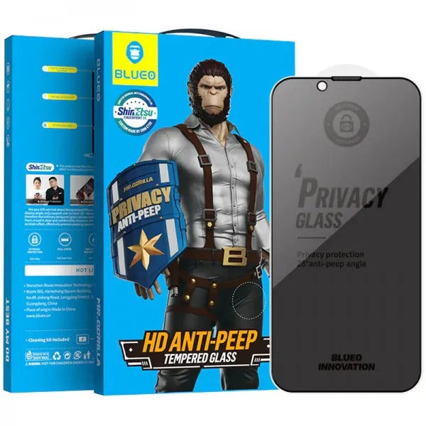Kaitseklaas "Mr. Monkey" Privacy Full Glue Iphone 15 Pro Max (must)