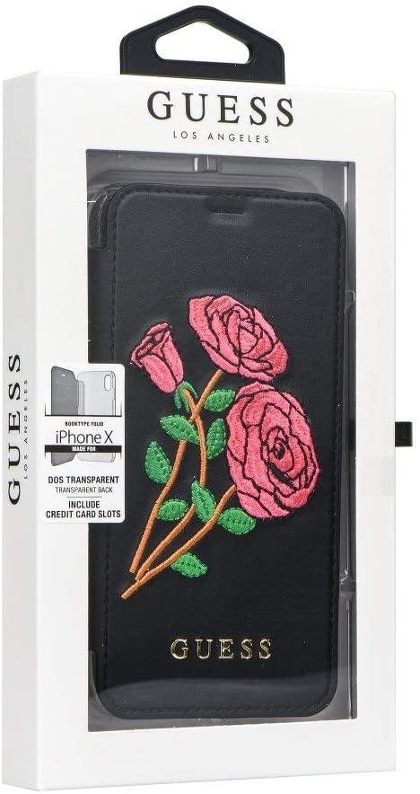 Ümbris kaanega Flip Guess Iphone X/ Iphone XS (must/roosid)