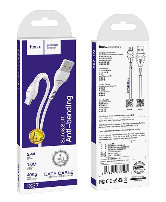 USB juhe Hoco X37 Cool Power Micro USB (1m/ valge)