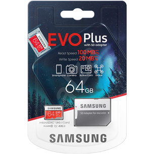 Mälukaart Samsung Evo Plus adapteriga 64GB