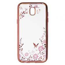 Silikoon Pilt kristallidega Samsung J530/ Galaxy J5 2017/ J5 Pro (kuldne raam/roosid)