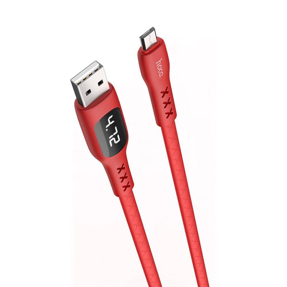 USB juhe Hoco Selected Timing LCD Micro USB (1.2m/ punane)