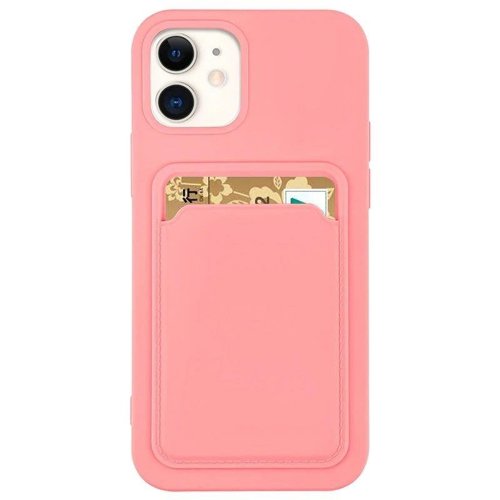 Silikoon iPhone 13 Pro kaarditaskuga (roosa)
