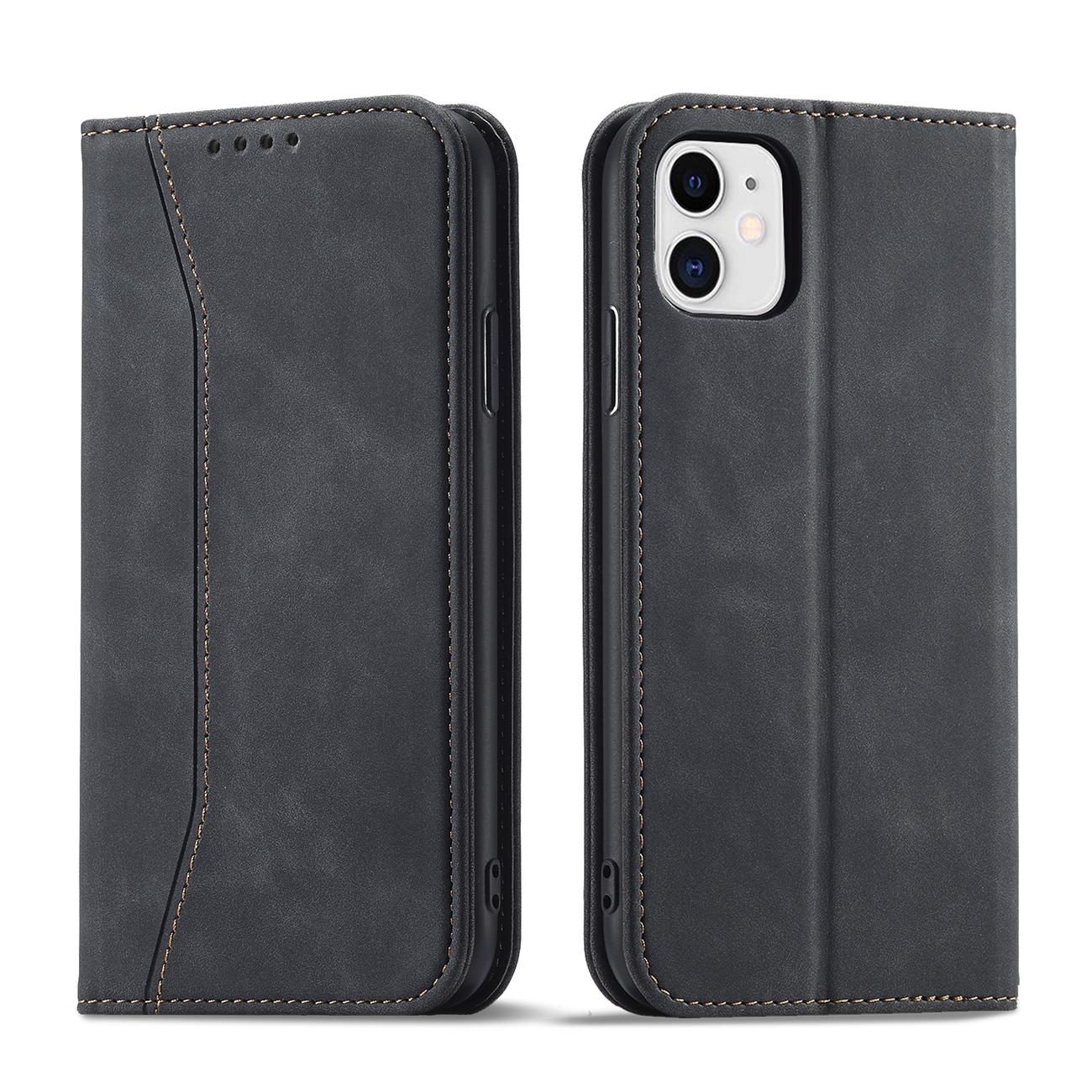 Ümbris kaanega Fancy Pouch iPhone 12 Pro Max (must)