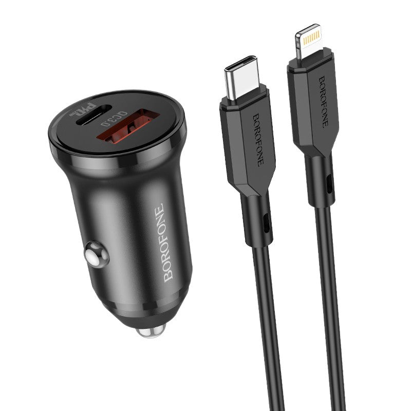 Laadija Borofone BZ18A USB-A / Type-C PD20W+QC3.0 + Lightning (must)