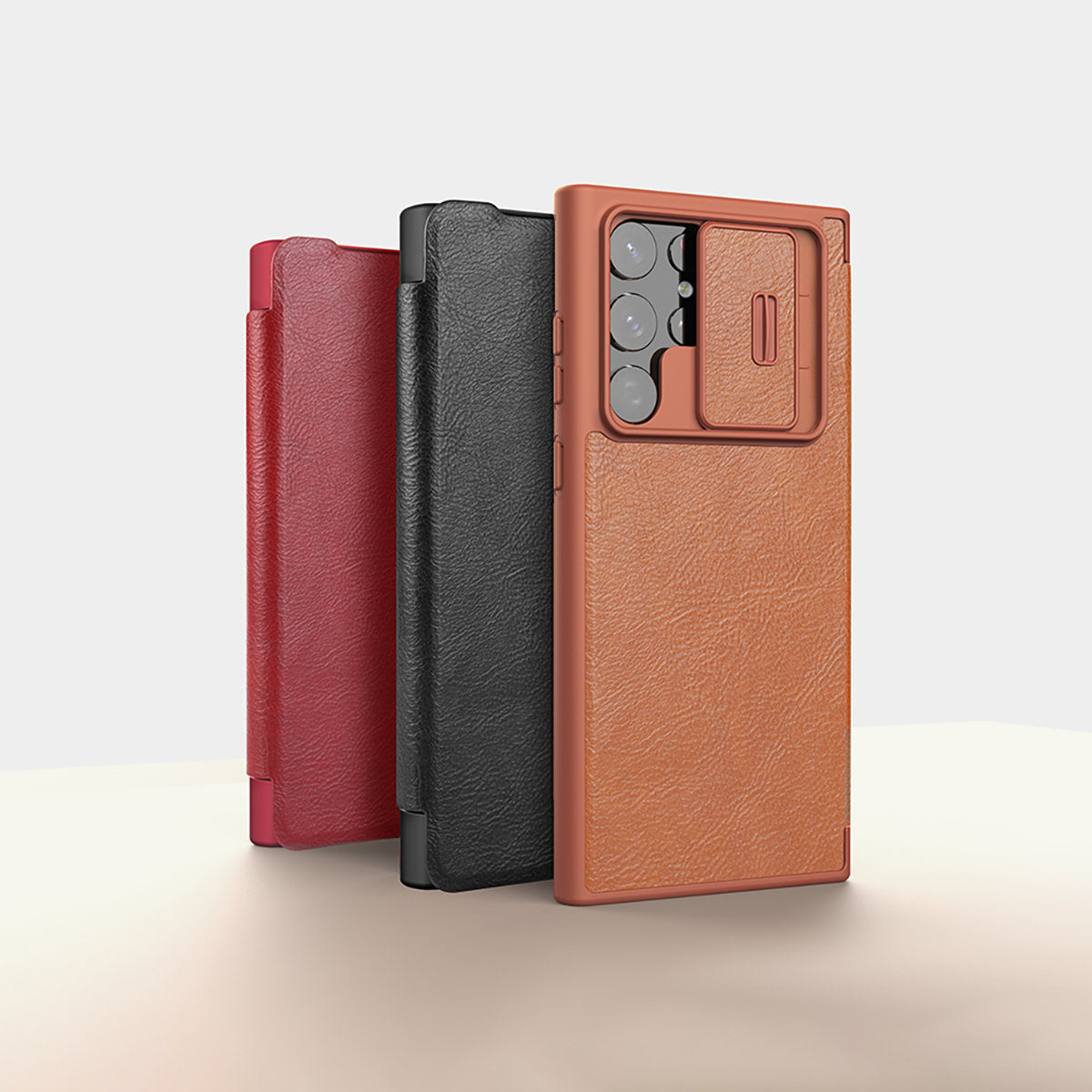Ümbris kaanega Nillkin Qin Pro Leather Samsung Galaxy S22 Ultra (must)