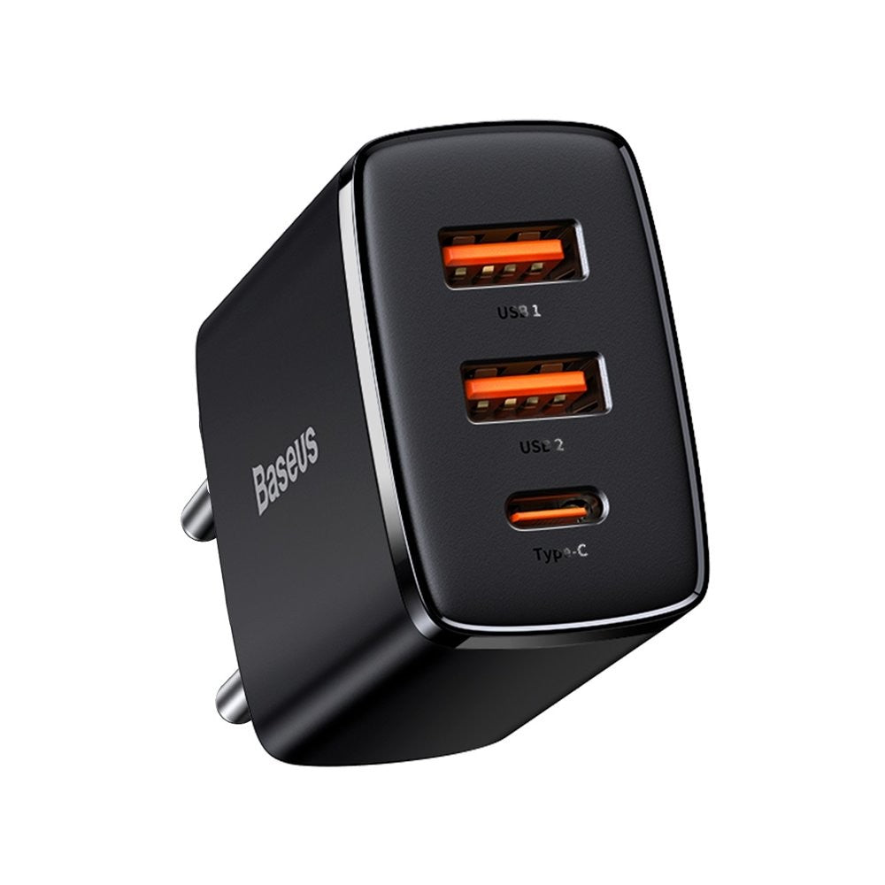 Laadija Baseus Compact Quick Charger 2xUSB / Type-C 30W (must)