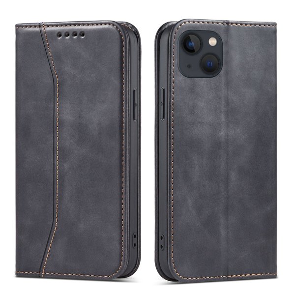 Ümbris kaanega Fancy Pouch iPhone 13 Mini (must)