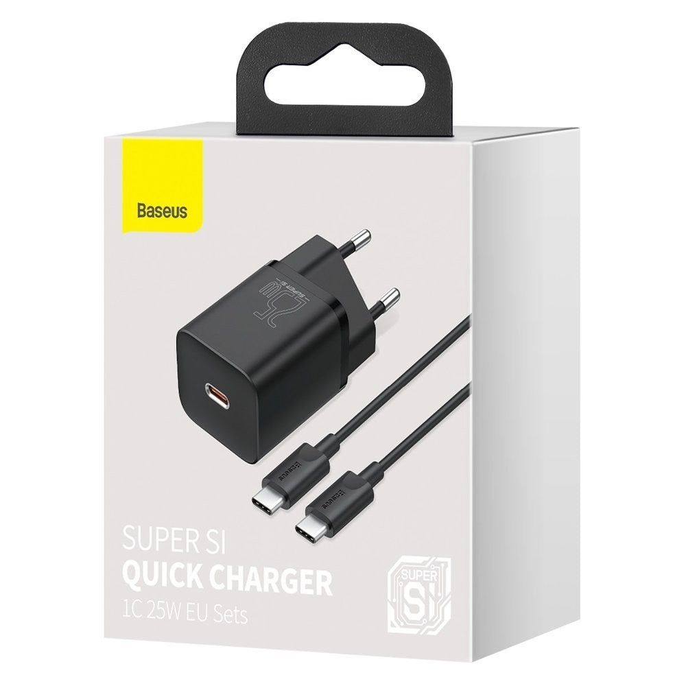 Laadija Baseus USB-C Super Si 25W Type-C juhtmega 1M TZCCSUP-L01 (must)