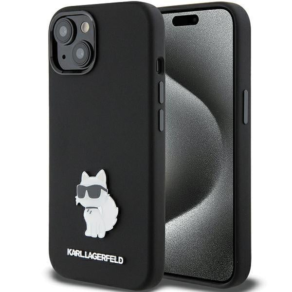 Ümbris Karl Lagerfeld Silicone Choupette Metal Pin iPhone 15 Plus (must)