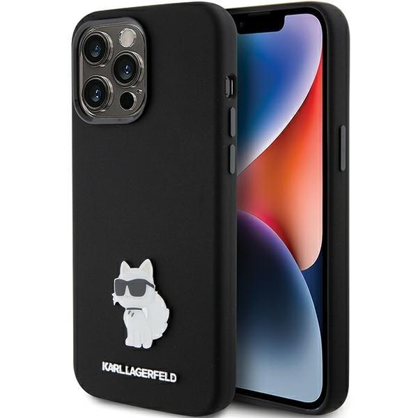 Ümbris Karl Lagerfeld Silicone Choupette Metal Pin iPhone 15 Pro (must)