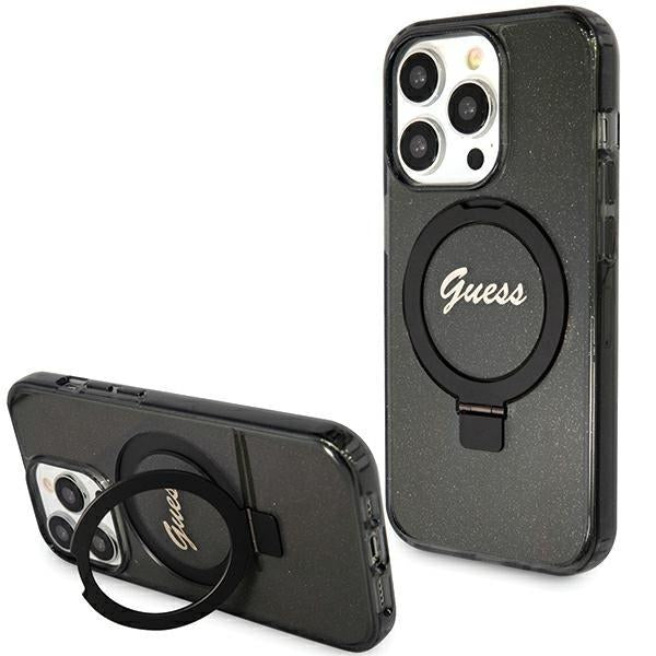 Karl Lagerfeld Ümbris Ring Stand Script Glitter MagSafe iPhone 15 Pro Max (must)