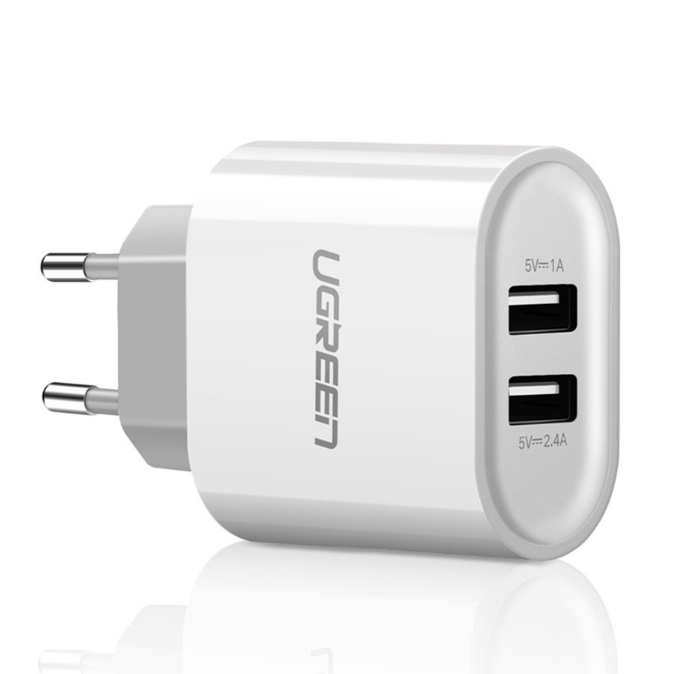 Adapter Ugreen CD104 2xUSB-A 2.4A (valge)