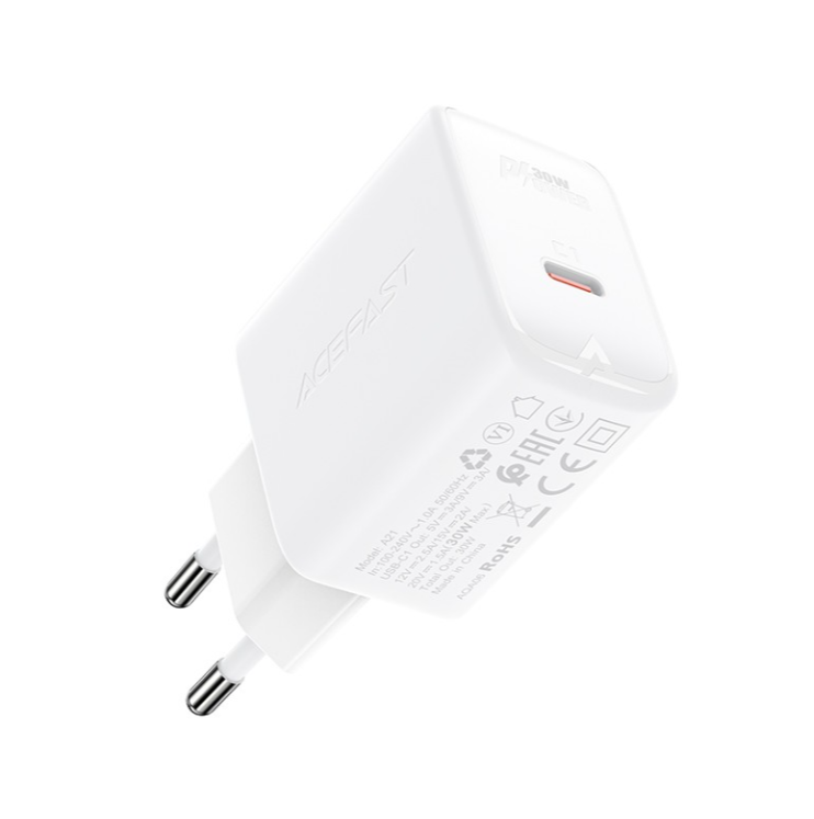 Laadija Acefast A21 30W GaN Type-C (valge)