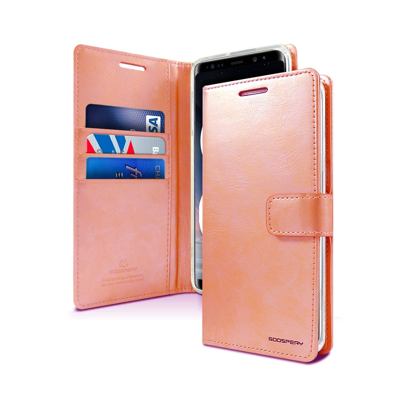 Ümbris kaanega Mercury Blue Moon Diary Samsung A102/ A202/ Galaxy A10e/ A20e (rose-gold)