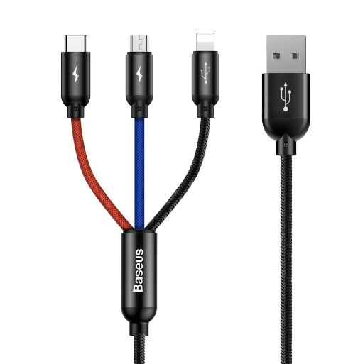 Juhe BASEUS Primary 3in1 Lighting+MicroUsb+Type-C 3.5A (1.2m / must)