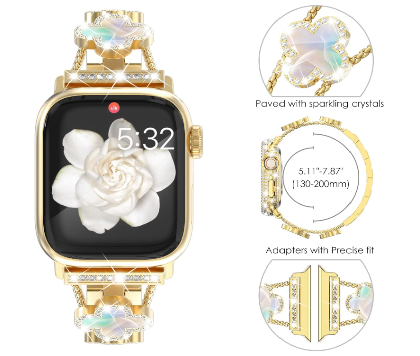 Kellarihm Starlight Apple Watch 42/ 44/ 45mm (kuldne/valge)