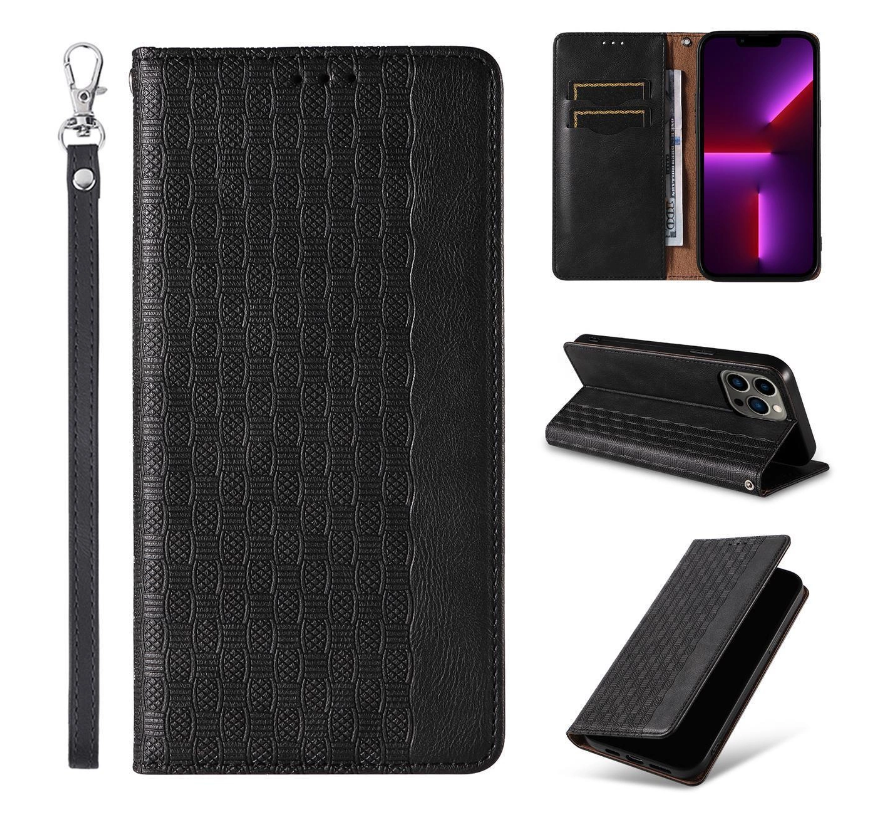 Ümbris kaanega Pouch Wallet iPhone 14 (must)