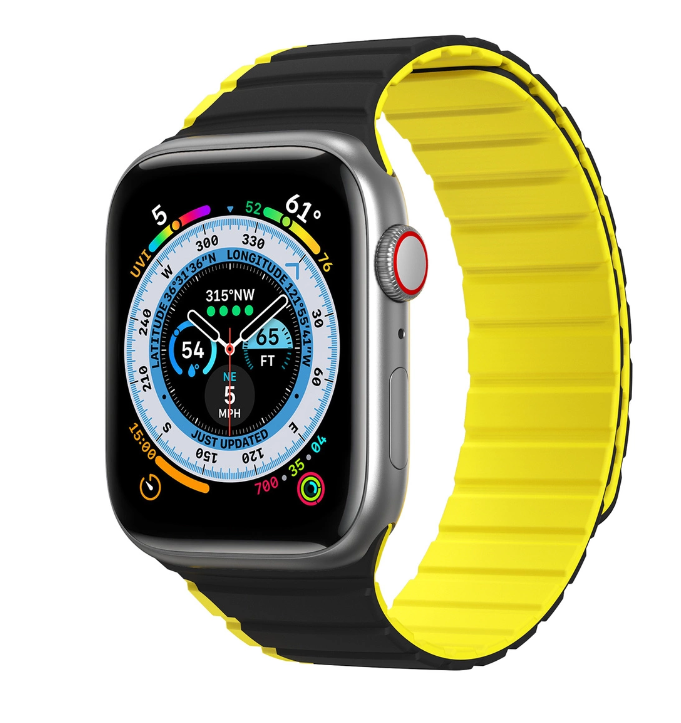 Kellarihm Dux Ducis Strap Apple Watch 42/ 44/ 45/ 49 mm (must/kollane)