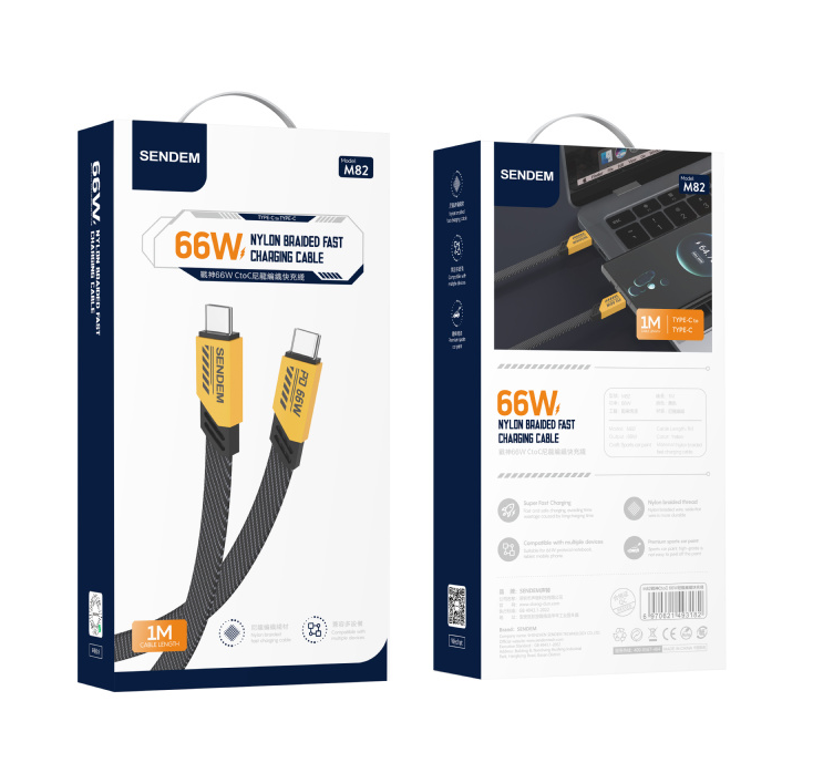 Juhe SENDEM M82 66W Type-C/Type-C (kollane)
