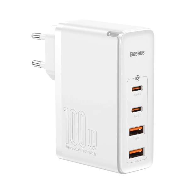 Laadija Baseus GaN2 Pro 100W 2xType-C / 2xUSB (valge)