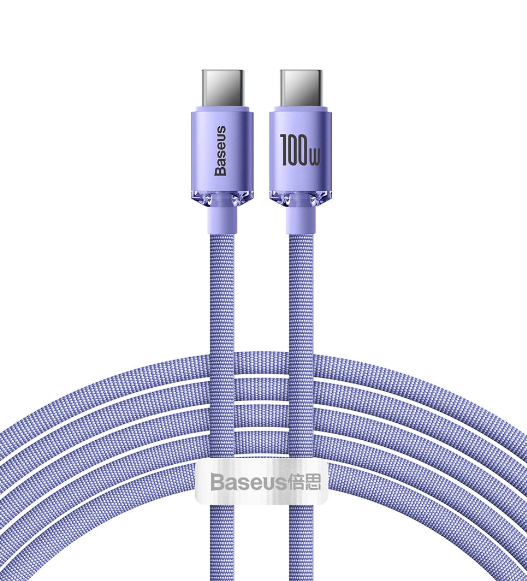 Juhe Baseus CAJY000705 Crystal Shine Series Data Cable USB-C - USB-C 100W 2m (lilla)