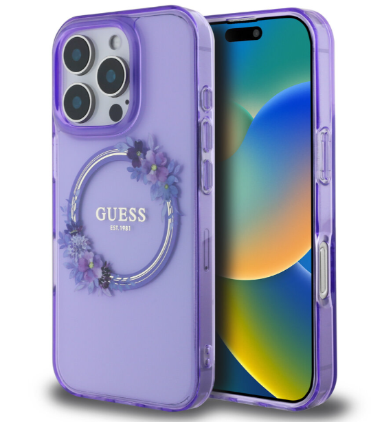 Guess MagSafe Flowers Ümbris GUHMP16XHFWFCU iPhone 16 Pro Max (lilla)