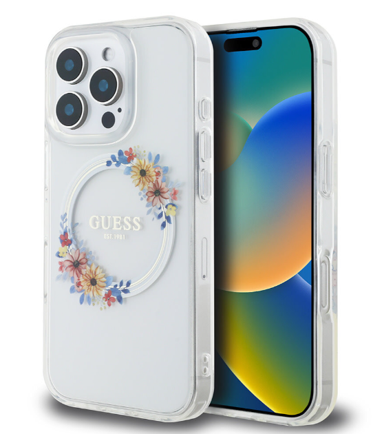 Ümbris Guess GUHMP16XHFWFCT MagSafe Flowers iPhone 16 Pro Max