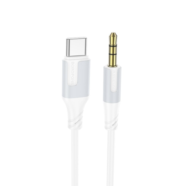 AUX kaabel Borofone BL19 3.5mm-Type-C (valge)