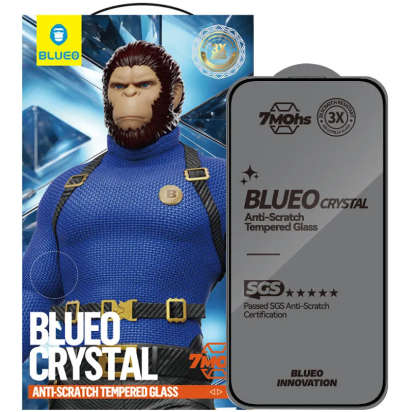 Kaitseklaas "5D Mr. Monkey" Crystal Anti-Scratch iPhone 16 Pro / 17 / 17 Pro (must)