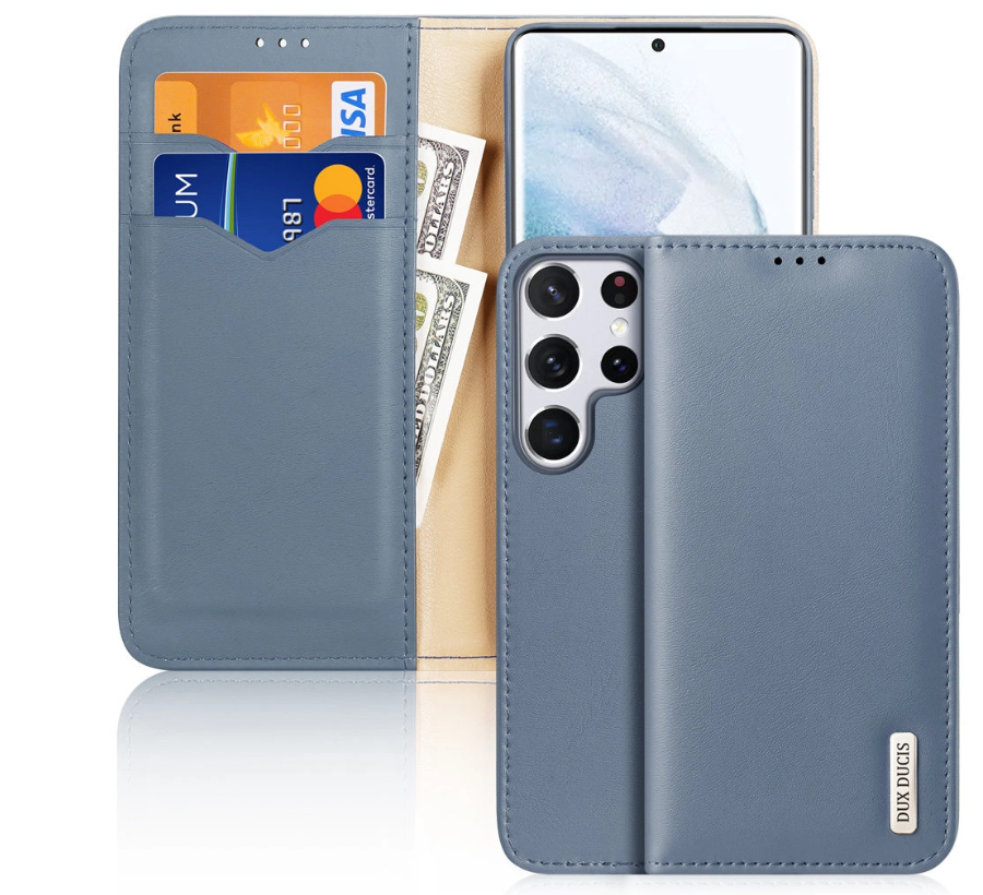 Ümbris kaanega Dux Ducis Hivo Genuine Leather Samsung S22 Ultra (sinine)