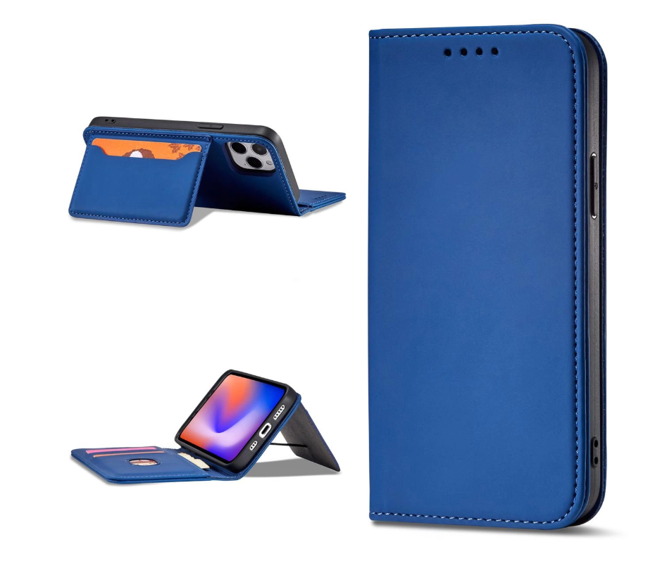 Ümbris kaanega Magnet Card iPhone 12 Pro Max (sinine)