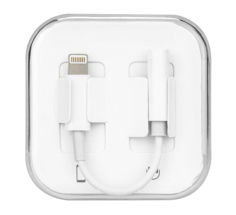 Adapter AUX Lightning (isane) Jack 3,5 mm (emane) BOX (valge)