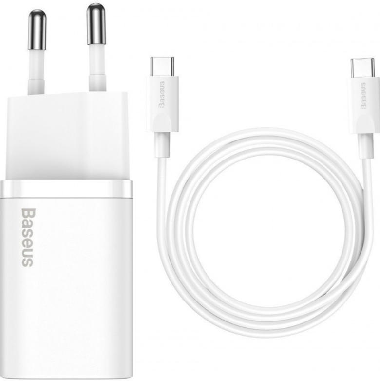 Laadija Baseus Super Si 25W USB-C + USB-C TZCCSUP-L02 (valge)