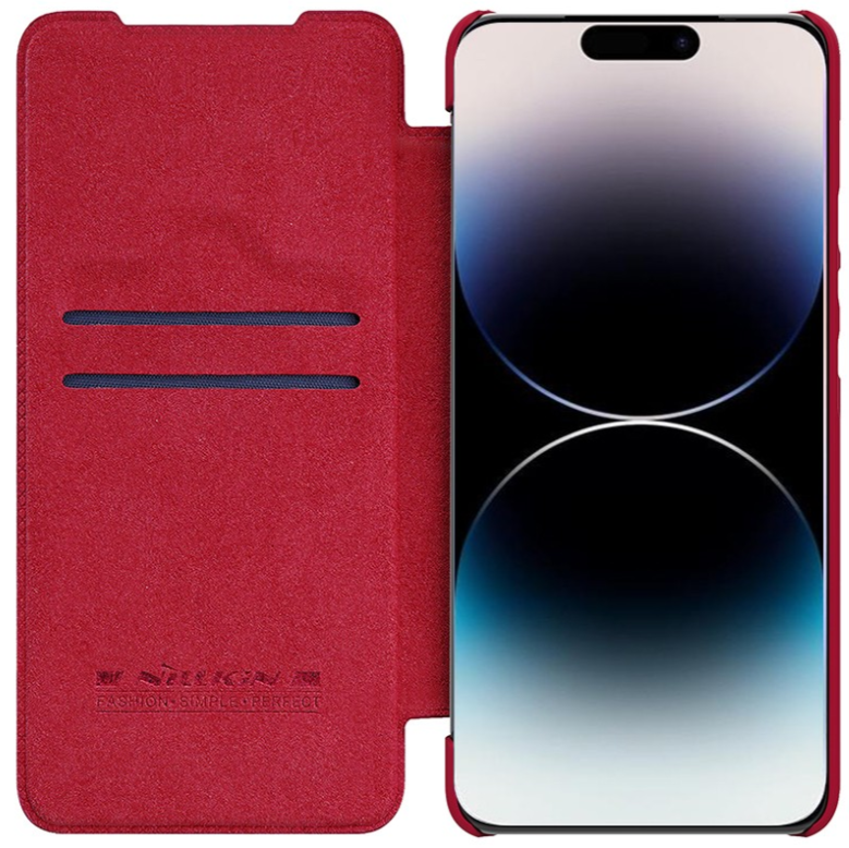 Ümbris Nillkin Qin Pro Leather iPhone 14 Pro (punane)