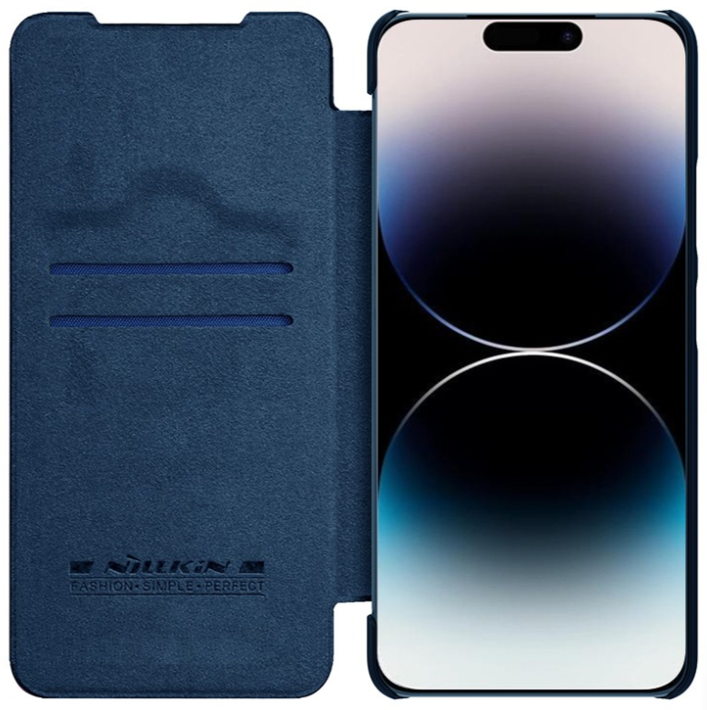 Ümbris Nillkin Qin Pro Leather iPhone 14 Pro (sininе)