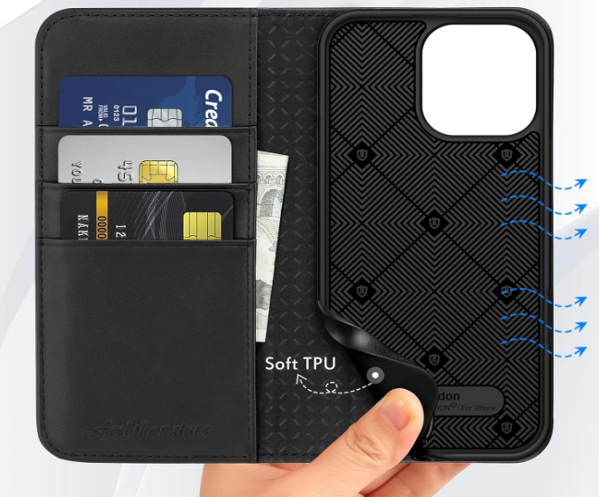 Ümbris kaanega Shieldon iPhone 15 (must)