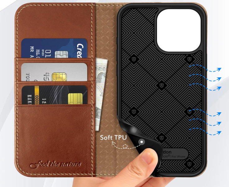 Ümbris kaanega Shieldon iPhone 14 Pro Max (tumepruun)