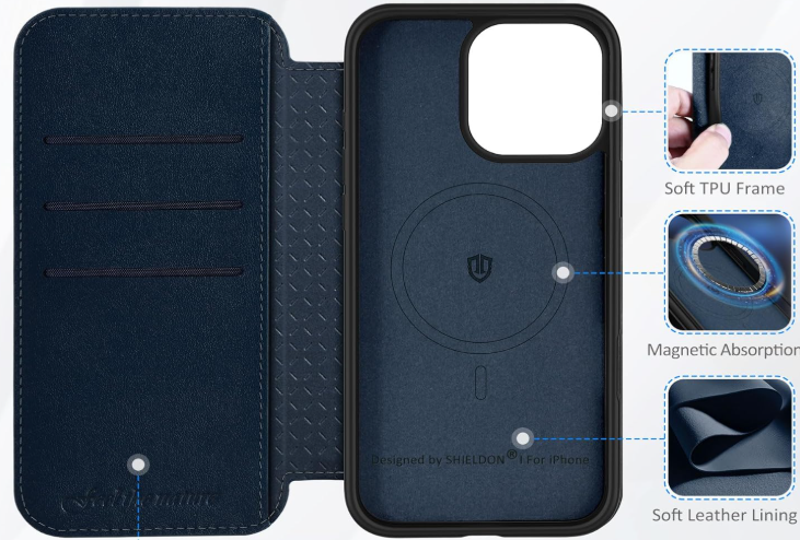 Ümbris kaanega Shieldon II Magsafe iPhone 16 Pro (sinine)
