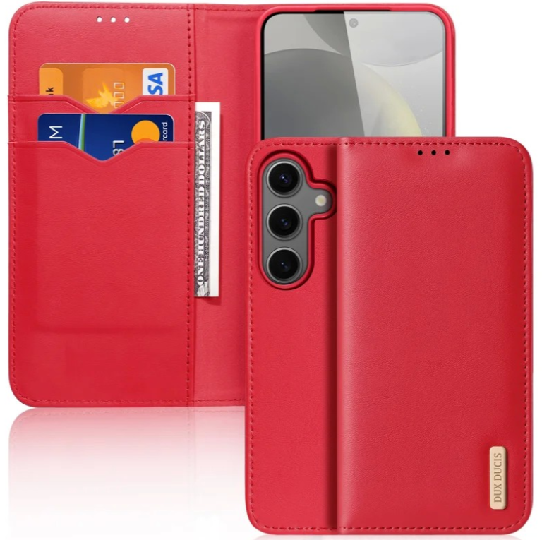 Ümbris kaanega Dux Ducis Hivo Genuine Leather Samsung S25 (punane)