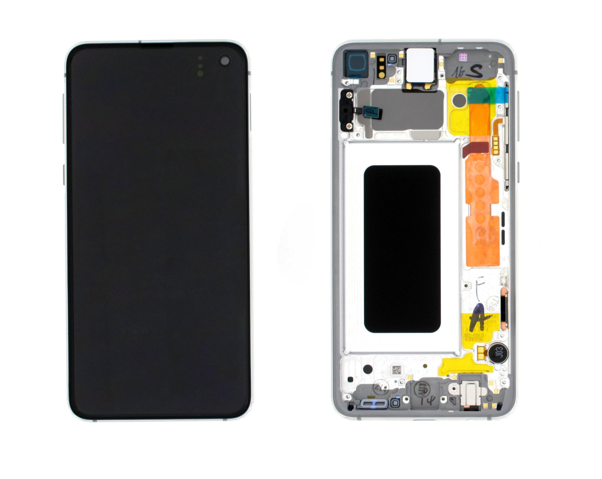 Varuosa LCD ekraan raamiga Samsung Galaxy S10e/G970F originaal valge (service pack)