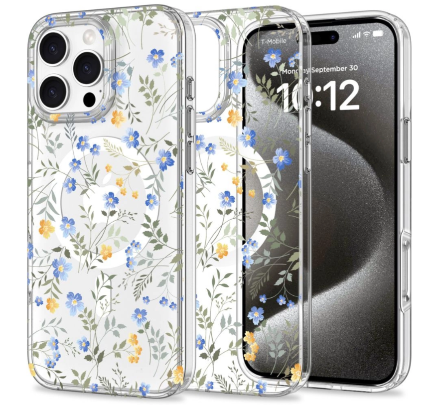 Ümbris Tech-Protect Magmat MagSafe iPhone 16 Pro Max (läbipaistev / lilled)